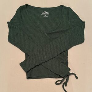 Hollister Forest Green Ribbed Knit Top